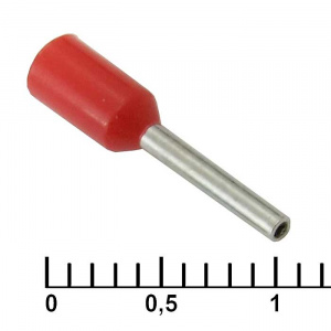 наконечник втулочный изолированный ruichi dn00508, 1x8 мм, 0.5 мм?, красный