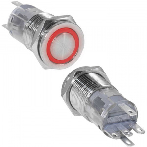 кнопка антивандальная ruichi las2gqpf-11e/r/n, on-(on), рабочая температура -25…+55 °c, никелированн