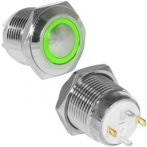 кнопка антивандальная ruichi gq16b-10e/j/g/n, off-(on), рабочая температура -25…+55 °c, никелированн