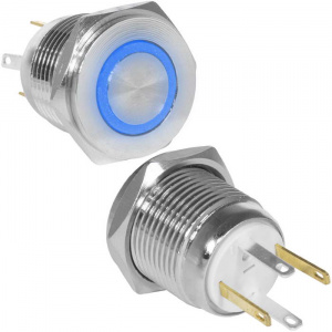 кнопка антивандальная ruichi gq16pf-10e/jl/b/n, off-(on), рабочая температура -25…+55 °c, никелирова