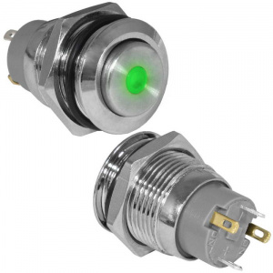 кнопка антивандальная ruichi gq16h-10z/j/g/n, off-on, рабочая температура -25…+55 °c, никелированная