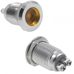 индикатор антивандальный ruichi gq12d-y, желтый, m12, ip65, никелированная латунь