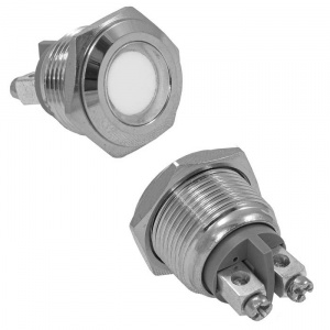 индикатор антивандальный ruichi gq16f-w, белый, m16, ip65, никелированная латунь