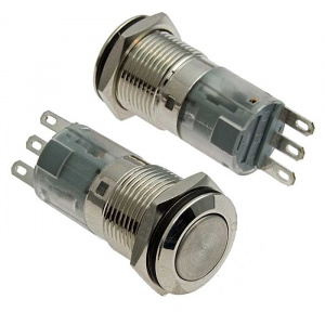 кнопка антивандальная без подсветки ruichi las2gqf-11z/n, on-on, ip65, 3 контакта, 250 в, 3 а, 50 мо