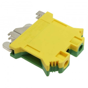 клеммная колодка на din-рейку sanhe shukt10n, ul/iec, 65 а, 2000 в, 24-8 awg, pa66, корпус желто-зел