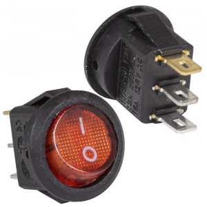 клавишный переключатель ruichi kcd5-101n-c3-r/3p, on-off, 3 контакта, красный