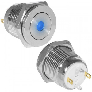 кнопка антивандальная ruichi gq16pf-10d/j/b/n, off-(on), рабочая температура -25…+55 °c, никелирован