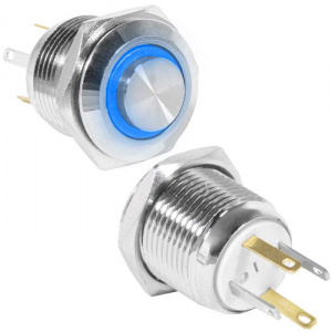 кнопка антивандальная ruichi gq16h-10e/jl/b/n, off-(on), рабочая температура -25…+55 °c, никелирован