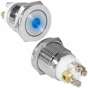 кнопка антивандальная ruichi gq19pf-10d/b/n, off-(on), рабочая температура -25…+55 °c, никелированна