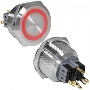 кнопка антивандальная ruichi gq28-11e/r/n, on-(off)+off-(on), рабочая температура -25…+55 °c, никели