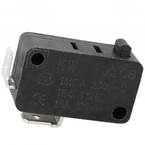 микропереключатель ruichi kw7-07-02, 15.9х10.2х27.8 мм, off-(on), spst 2p, 250 в, 5 а, 30 мом, -25..