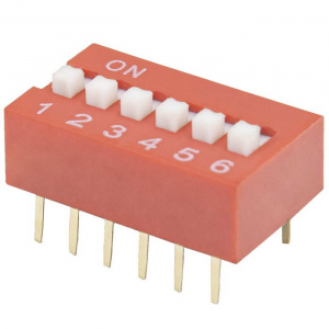 dip-переключатель ruichi ds-06, серия swd 1-6, 25 ма, 24 в, 50 мом, 6 (on-off) с шагом 2,54 мм, 6.9х