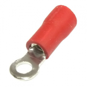 наконечник кольцевой изолированный ruichi rv1.25-3.2, 19 а, 22-16 awg, красный, латунь луженая
