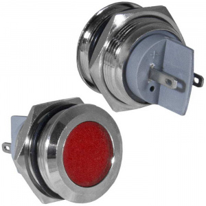 индикатор антивандальный ruichi gq16pf-f, точечный излучатель, 12-24 в, 15 ма, гибкие выводы, никели