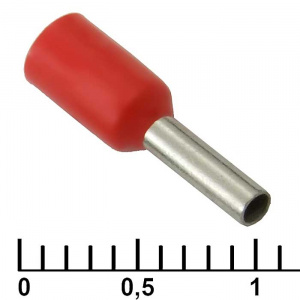 наконечник на кабель ruichi dn01006, красный, 1.4x6 мм, 1.0 мм2