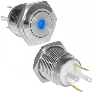 кнопка антивандальная ruichi gq16f-10d/jl/b/n, off-(on), рабочая температура -25…+55 °c, никелирован