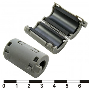 фильтр ферритовый на провод ruichi zcat2132-1130, серый, в корпусе