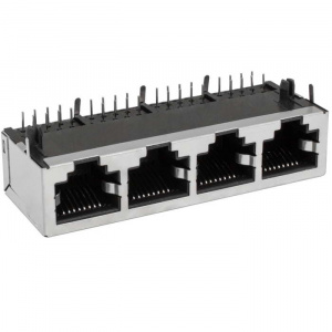 разъём rj ruichi tj9-10p8-04 cетевая розетка, 4 гнезда