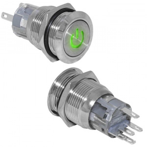 кнопка антивандальная ruichi las1-agq-11zdt/g/n, on-on, рабочая температура -25…+55 °c, никелированн