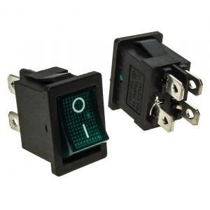 клавишный переключатель ruichi kcd1-201n-4-c3 g/4p, on-off
