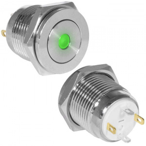 кнопка антивандальная ruichi gq16pf-10d/j/g/n, off-(on), рабочая температура -25…+55 °c, никелирован