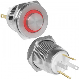 кнопка антивандальная ruichi gq16ph-10e/jl/r/n, off-(on), рабочая температура -25…+55 °c, никелирова