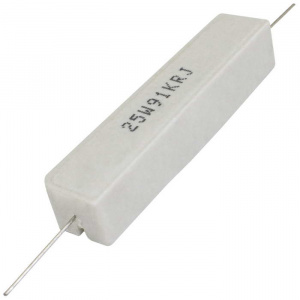 мощный постоянный резистор xin hua rx27-1 91 ком 25w 5% / sqp25, керамо-цементный корпус