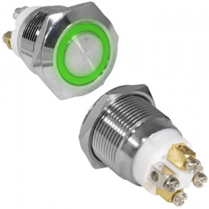 кнопка антивандальная ruichi gq19f-10e/g/n, off-(on), рабочая температура -25…+55 °c, никелированная