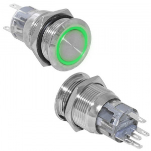 кнопка антивандальная ruichi las1-agq-11e/g/n, on-(on), рабочая температура -25…+55 °c, никелированн
