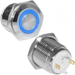 кнопка антивандальная ruichi gq16f-10e/j/b/n, off-(on), рабочая температура -25…+55 °c, никелированн