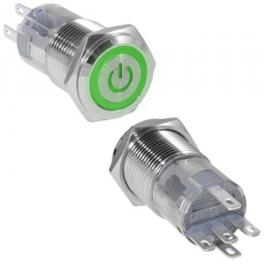 кнопка антивандальная ruichi las2gqf-11et/g/n, on-(on), рабочая температура -25…+55 °c, никелированн