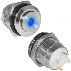кнопка антивандальная ruichi gq16h-10/j/b/n, off-(on), рабочая температура -25…+55 °c, никелированна