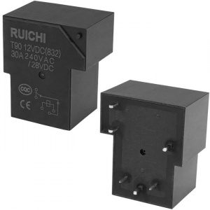 электромагнитное реле ruichi t90 12vdc (832) 30a, монтаж dip