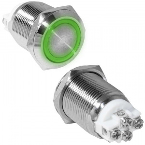 кнопка антивандальная ruichi gq19f-10ze/g/n, off-on, рабочая температура -25…+55 °c, никелированная 
