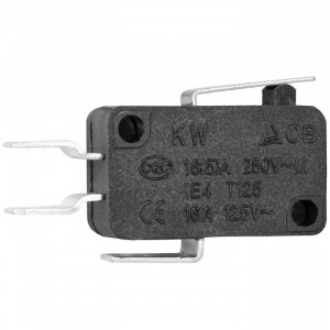 микропереключатель с укороченной планкой ruichi kw7-22, 16х10.5х27.8 мм, on-(on), spdt 3p, 250 в, 5 