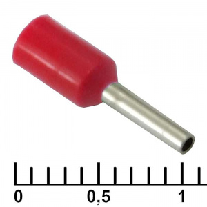 наконечник втулочный изолированный ruichi dn00506, 1x6 мм, 0.5 мм?, красный