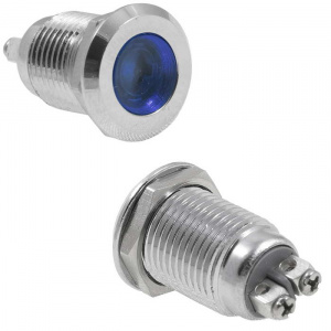 индикатор антивандальный ruichi gq12d-b, синий, m12, ip65, никелированная латунь