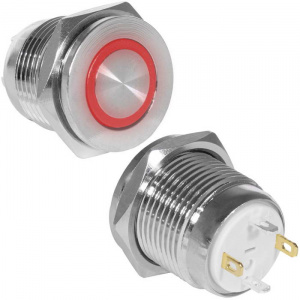 кнопка антивандальная ruichi gq16pf-10e/j/r/n, off-(on), рабочая температура -25…+55 °c, никелирован