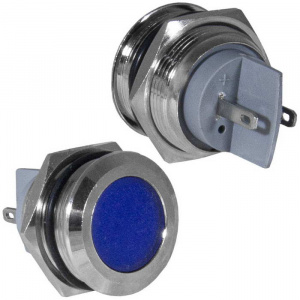 индикатор антивандальный ruichi gq16pf-b, цвет синий, точечный излучатель, 12-24 в, 15 ма, гибкие вы