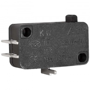 микропереключатель ruichi kw7-07-04, 15.9х10.3х27.8 мм, on-(on), spdt 3p, 250 в, 5 а, 30 мом, -25...