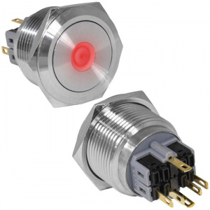 кнопка антивандальная ruichi gq30-11d/r/n, on-(off)+off-(on), рабочая температура -25…+55 °c, никели