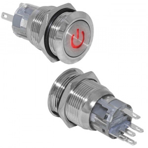кнопка антивандальная ruichi las1-agq-11dt/r/n, on-(on), рабочая температура -25…+55 °c, никелирован