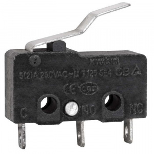 микропереключатель с угловой планкой ruichi kw3-01, 10.8х6.4х19.8 мм, on-(on), spdt 3p, 250 в, 5 а, 