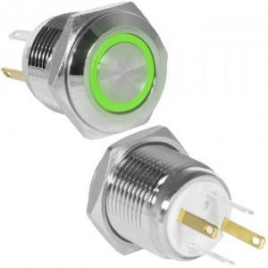 кнопка антивандальная ruichi gq16f-10e/jl/g/n, off-(on), рабочая температура -25…+55 °c, никелирован