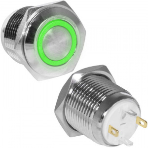 кнопка антивандальная ruichi gq16f-10e/j/g/n, off-(on), рабочая температура -25…+55 °c, никелированн