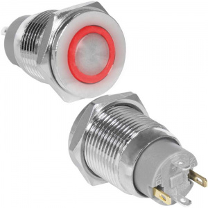 кнопка антивандальная ruichi gq16pf-10ze/j/r/n, off-on, рабочая температура -25…+55 °c, никелированн