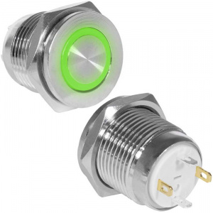 кнопка антивандальная ruichi gq16pf-10e/j/g/n, off-(on), рабочая температура -25…+55 °c, никелирован