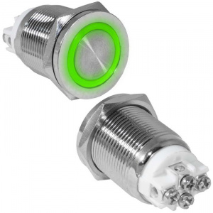 кнопка антивандальная ruichi gq19pf-10ze/g/n, off-on, рабочая температура -25…+55 °c, никелированная