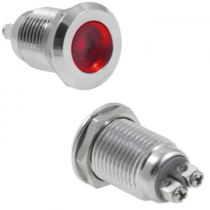 индикатор антивандальный ruichi gq12d-r, красный, m12, ip65, никелированная латунь