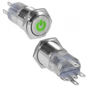 кнопка антивандальная ruichi las2gqf-11dt/g/n, on-(on), рабочая температура -25…+55 °c, никелированн